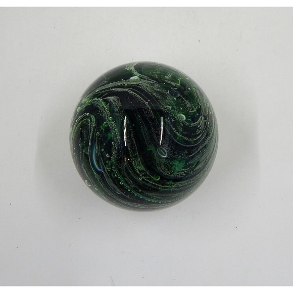 Kerry Art Glass Green Swirl Varying Shades Bubble Paperweight Ireland 3 1/2 In - Picture 5 of 9